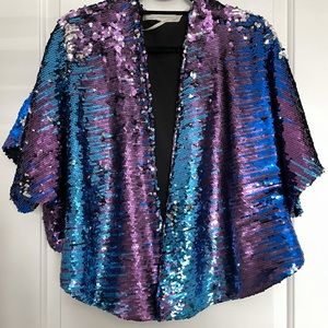 Lovers + Friends Blue Purple Sequin Jacket
